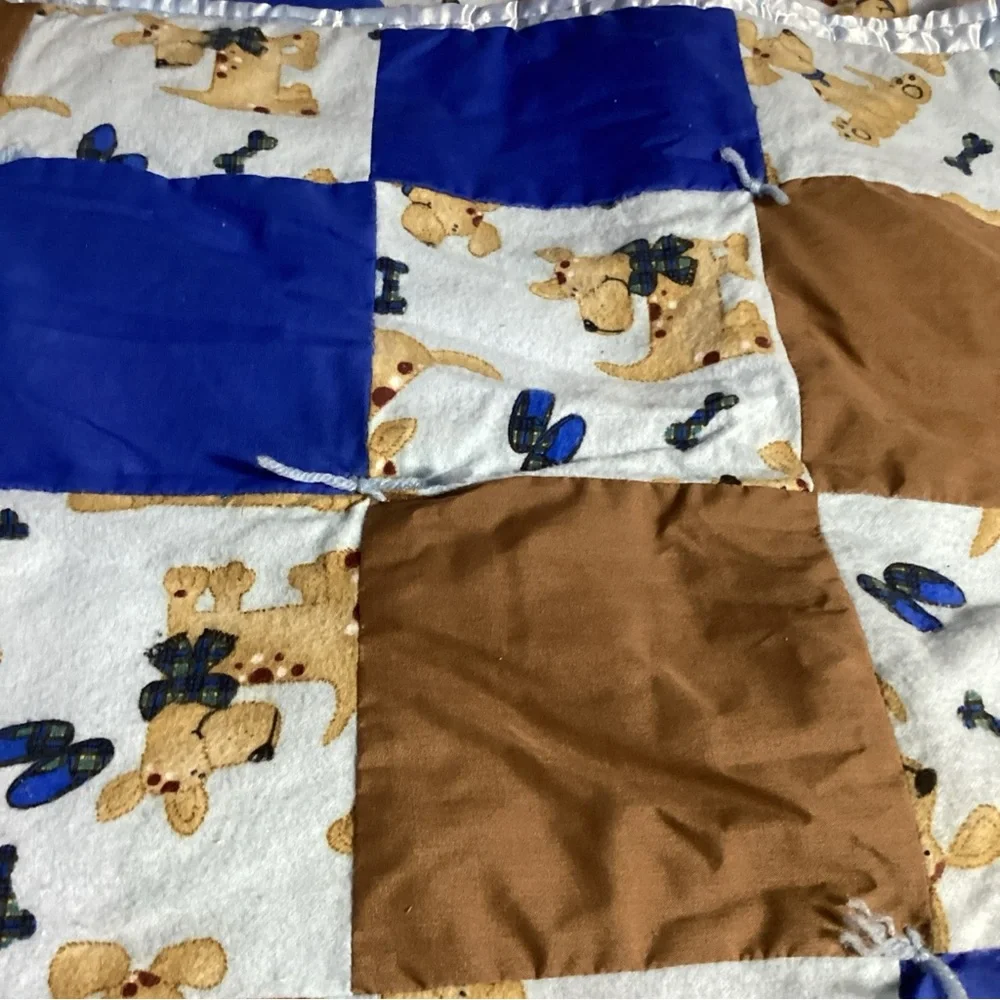 Handmade Baby Boy Toddler Large Crib Bed Blanket Heavier Puppy Dog Bones